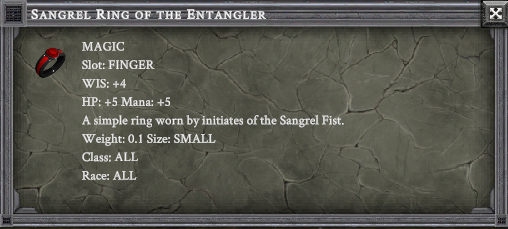 SANGREL RING OF THE ENTANGLER item card